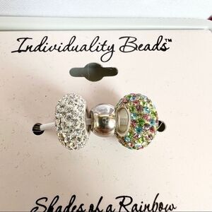 Individuality Beads Shades of a Rainbow Rhinestone Beads Sterling Silver NEW